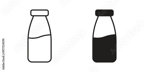 Milk bottle icon in black color. Vector icons on white background