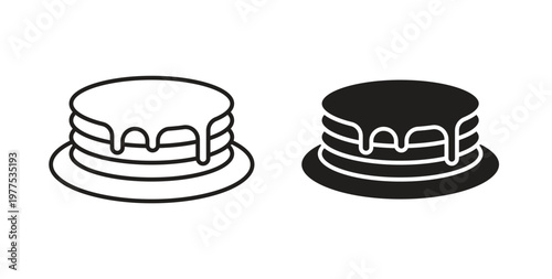 pancakes icon in black color. Vector icons on white background