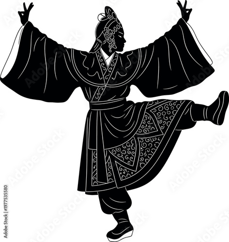 Dynamic shadow puppet performance a traditional chinese art form in mid action