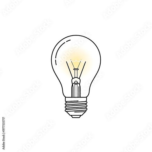 Illuminated Light Bulb One Line Art - Idea and Innovation Symbol