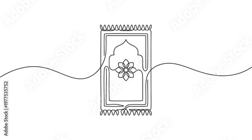 Islamic Prayer Mat with Traditional Design and Flowing Lines