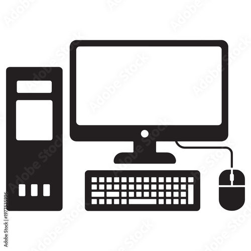 Classic desktop computer setup with monitor, keyboard, and mouse connected to a tower