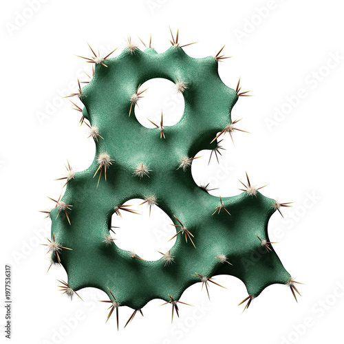 3D Wild Desert Cactus Ampersand with Sharp Spines