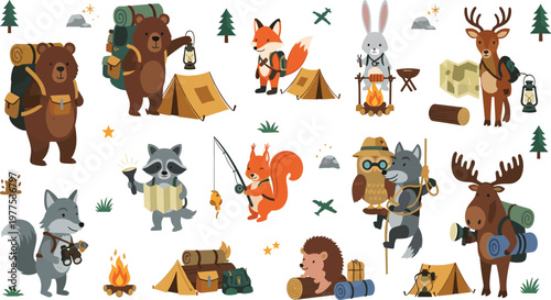 Forest Camping Adventure with Cute Wild Animals