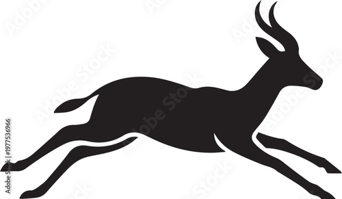 Running Gazelle Silhouette Minimalist Vector Illustration
