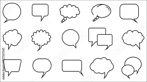 Speech Bubble Line Icons Set with Chat and Message Symbols