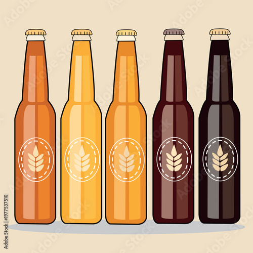 Beer bottles collection vector craft brewery styles