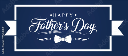 Happy father's day elegant blue card with bow tie for dad's special day