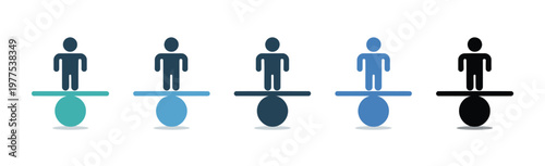 Balancing icon in different style vector illustration, two colored and black balancing vector icons designed in filled, outline, line and stroke style, suitable for web, mobile, and UI design systems,