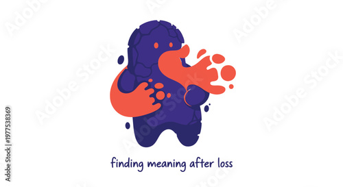 Grief, loss, and bereavement concept, finding meaning after loss, emotional healing vector icon