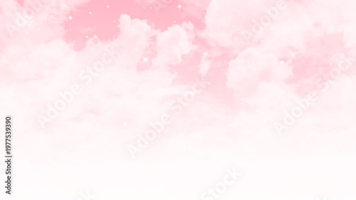 Pink sky with white clouds. valentine's day sweet dream background love and happiness. 