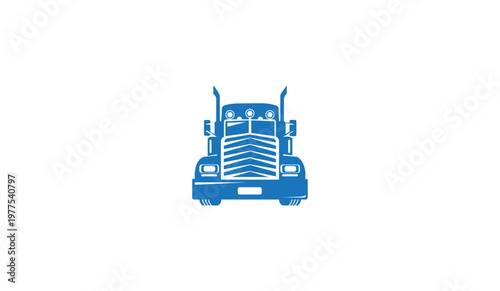 A blue and white illustration of a vintage van on a plain background
