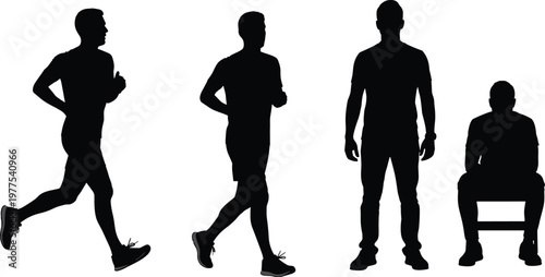 Evolution of Human Motion Running Walking Standing and Sitting Silhouettes