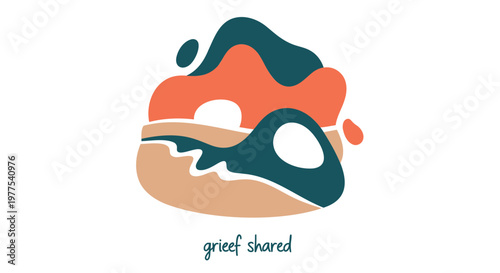 Abstract grief concept, shared sorrow illustration, emotional support vector, mental health symbol