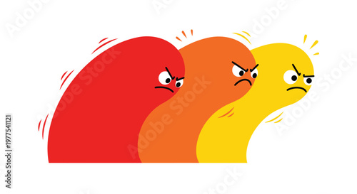 Angry, frustrated, emoticon faces, colorful, vector icons