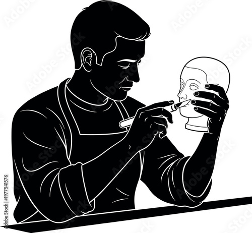 Hamlet contemplating yorick's skull a black and white illustration of existential reflection