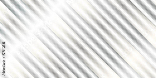 Seamless black and white gradient stripe diagonal curves thin vector abstraction line transparent wavy fabric web geometric pattern technology texture design.