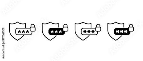 Password Security Vector Icon Set. Protection Authentication Lock Symbol