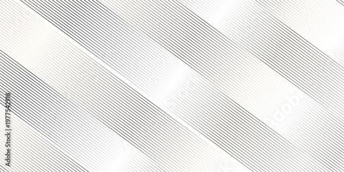 Seamless black and white gradient stripe diagonal curves thin vector abstraction line transparent wavy fabric web geometric pattern technology texture design.