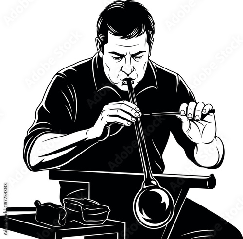 Artisan glassblower at work a detailed illustration of craftsmanship and skill