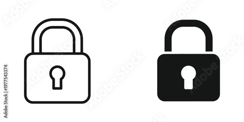 Comparison of open and closed padlock icons in contrasting styles