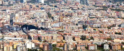 Panoramic view of the city of Murcia, Spain, with the cathedral tower in the center