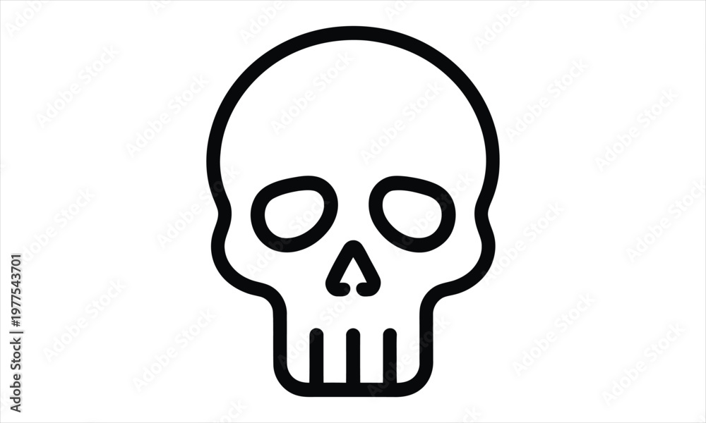 Fototapeta premium A black line drawing of a human skull isolated on white background