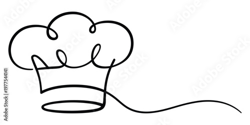 Minimalist One Line Drawing of a Chef Hat