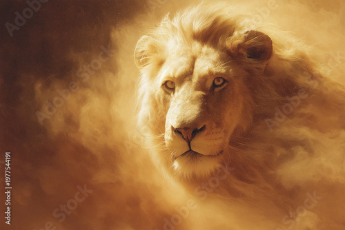 Lion of Judah Exuding Strength and Power, Majestic Christian Symbol of Faith, Courage, and Spiritual Leadership Concept
