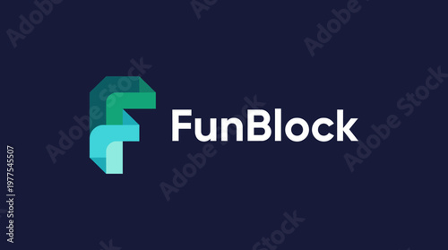 This image showcases the sleek and modern logo of FunBlock, designed to reflect innovation and creativity in a digital context, ideal for tech and gaming industries.