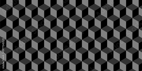 Abstract square gradient black cubic square triangle shape texture wall decoration design. cube geometric wall and floor. vector diamond hexagon triangle wallpaper background.