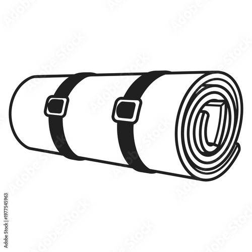 Rolled camping mattress illustration