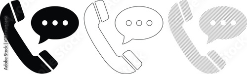 Retro Telephone Handset with Speech Bubbles Icons Communication Symbols Flat Design Style