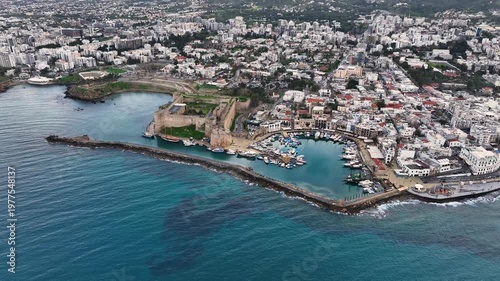 Girne (Kyrenia), a beautiful view of Girne Bay in Northern Cyprus.