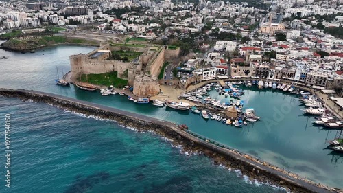 Girne (Kyrenia), a beautiful view of Girne Bay in Northern Cyprus.
