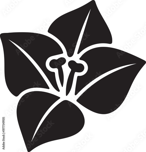 Bougainvillea flower silhouette in vector icon style, clean and elegant minimal floral design.