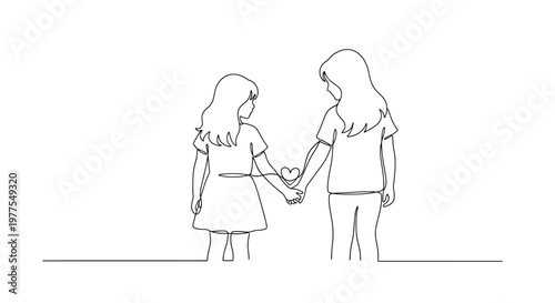 Two Women Holding Hands With Heart For Friendship And Love Concepts