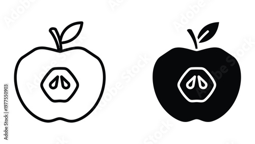 Contrast between a light and dark apple illustration with visible cores