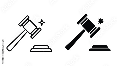 Contrast between traditional and modern judicial gavel designs with star accents