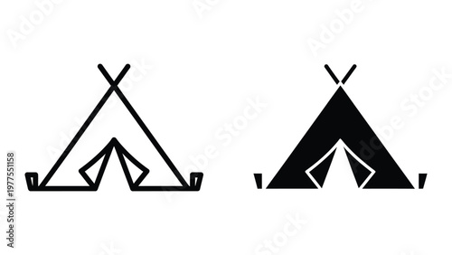 Comparison of traditional and modern teepee designs illustrated in black and white