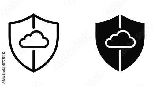 Contrast between secure and insecure cloud storage symbolized by shield icons