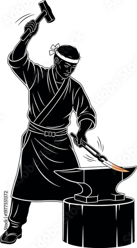 Vintage blacksmith at work a detailed illustration of traditional metalworking craftsmanship