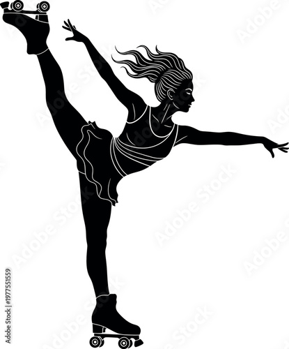Elegant roller skater silhouette a dynamic pose of athleticism and grace