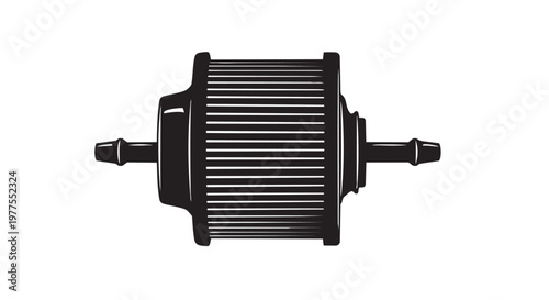 Industrial motor, electric engine, black vector, mechanical component, industrial equipment