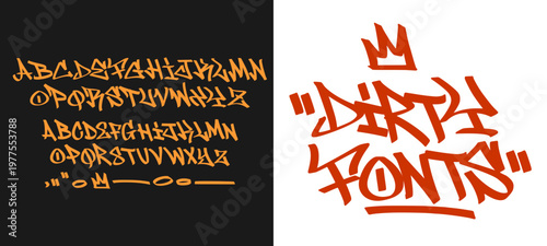 Dirty Fonts Full Alphabet Display with Hand Style Character for Professional Urban Branding and Modern Street Art Graphic Design Resource Vector