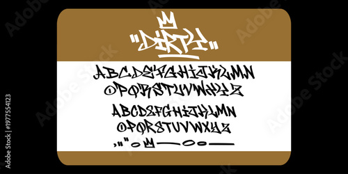 Hello My Name Is Dirty Fonts Graffiti Sticker Design with Gritty Hand Style Alphabet for Urban Name Tags and Street Art Illustration Vector
