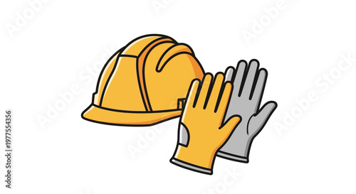 Yellow Hard Hat and Work Gloves.