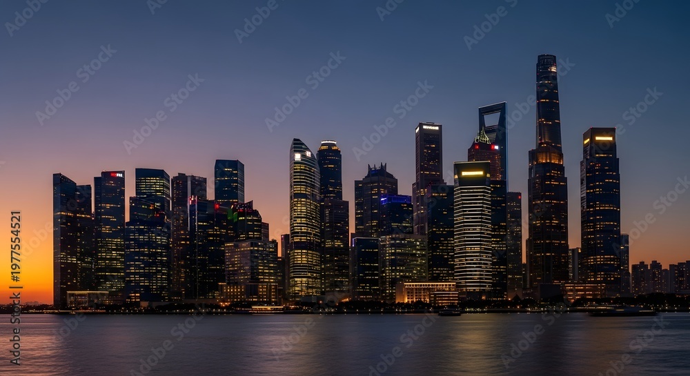 Fototapeta premium Dubai skyline at twilight a stunning view of modern architecture