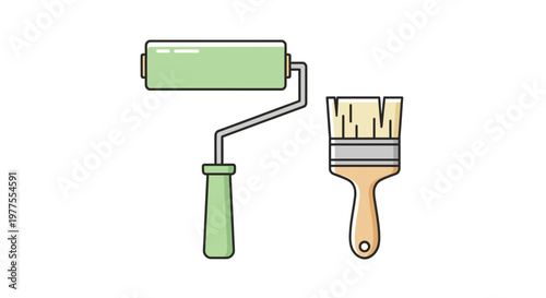 Paint roller and brush tools.