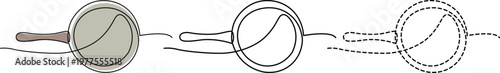 Visual representation of a magnifying glass examining a continuous, evolving shape Vector